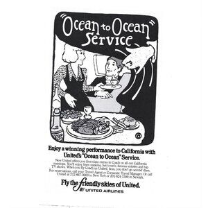 Vintage United Airlines Ocean To Ocean Service Advertise Print 1977